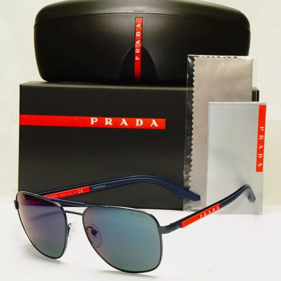 Prada Pilot Anti Reflect Men's Blue Sunglasses Italy - Picture 1 of 7